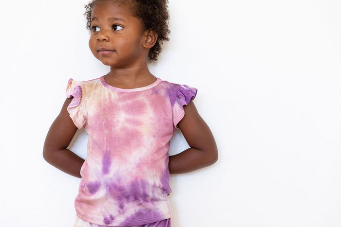 PURPLE + MAUVE + TAN TIE DYE SHORT SET *flawed*