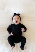 RIBBED SOLID BLACK | ZIPPER ONE PIECE