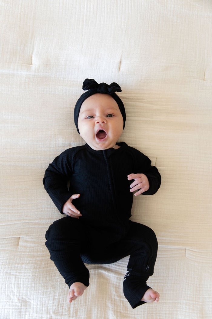 RIBBED SOLID BLACK | ZIPPER ONE PIECE