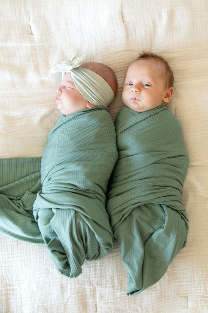 RIBBED SOLID SAGE | SWADDLE