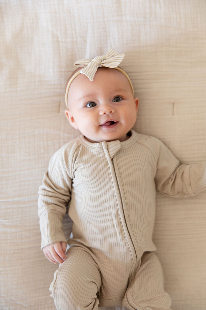 RIBBED SOLID TAN | ZIPPER ONE PIECE