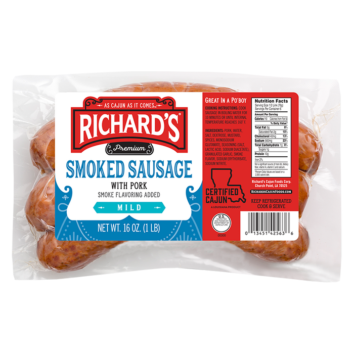 NolaCajun Richards Mild Smoked Pork Sausage Louisiana Cajun