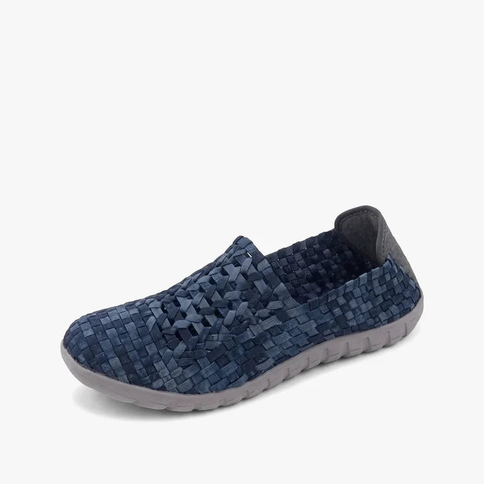 Rock Spring women's blue woven slip-on shoe, offering a comfortable and stylish design in a three-quarter view.