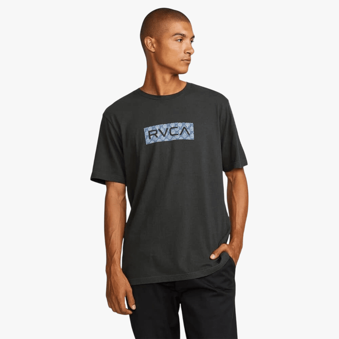 Rvca Mens Box Fill Red Stitch Short Sleeve Tee Pirate Black | Rvca