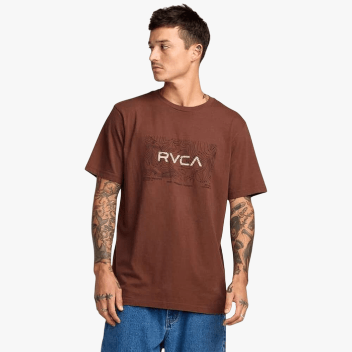 Rvca Mens Topo Xl Red Stitch Short Sleeve Tee Red Earth | Rvca