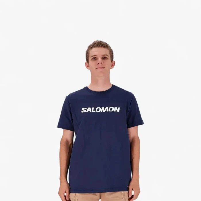 Salomon Mens Core Logo Short Sleeve Tee Blue Nights | Salomon