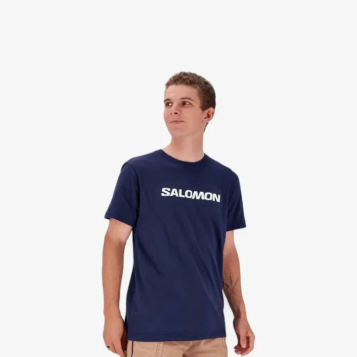 Salomon Mens Core Logo Short Sleeve Tee Blue Nights | Salomon