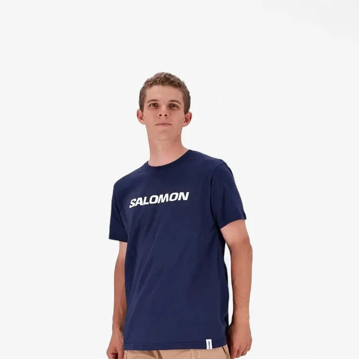 Salomon Mens Core Logo Short Sleeve Tee Blue Nights | Salomon