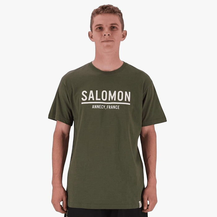 Salomon Mens Down Under Short Sleeve Tee Olive Night | Salomon
