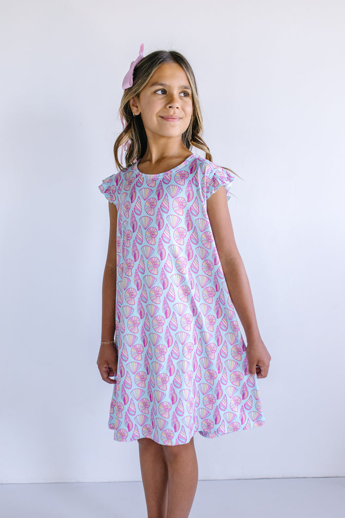 SEASHELLS | RUFFLE SLEEVE DRESS