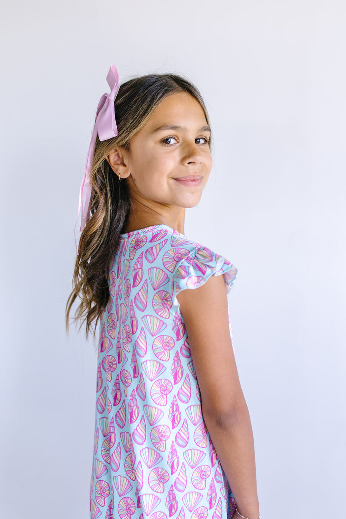 SEASHELLS | RUFFLE SLEEVE DRESS