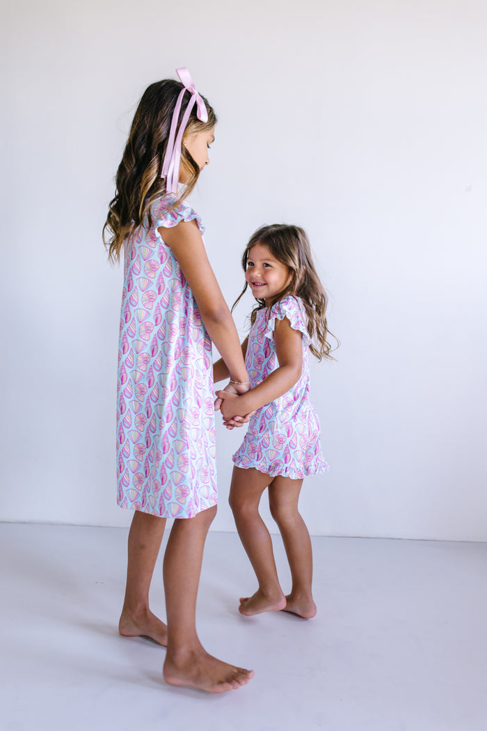 SEASHELLS | RUFFLE SLEEVE DRESS