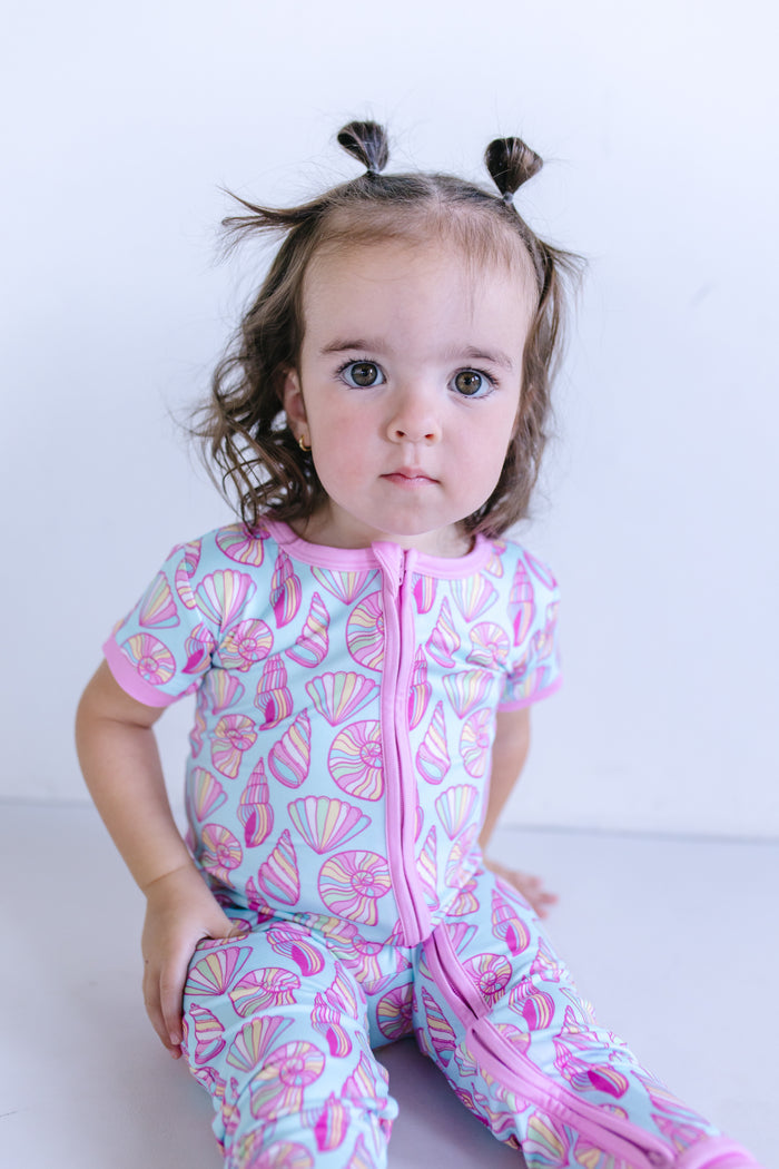 SEASHELLS | SHORT SLEEVE ZIPPER ONE PIECE