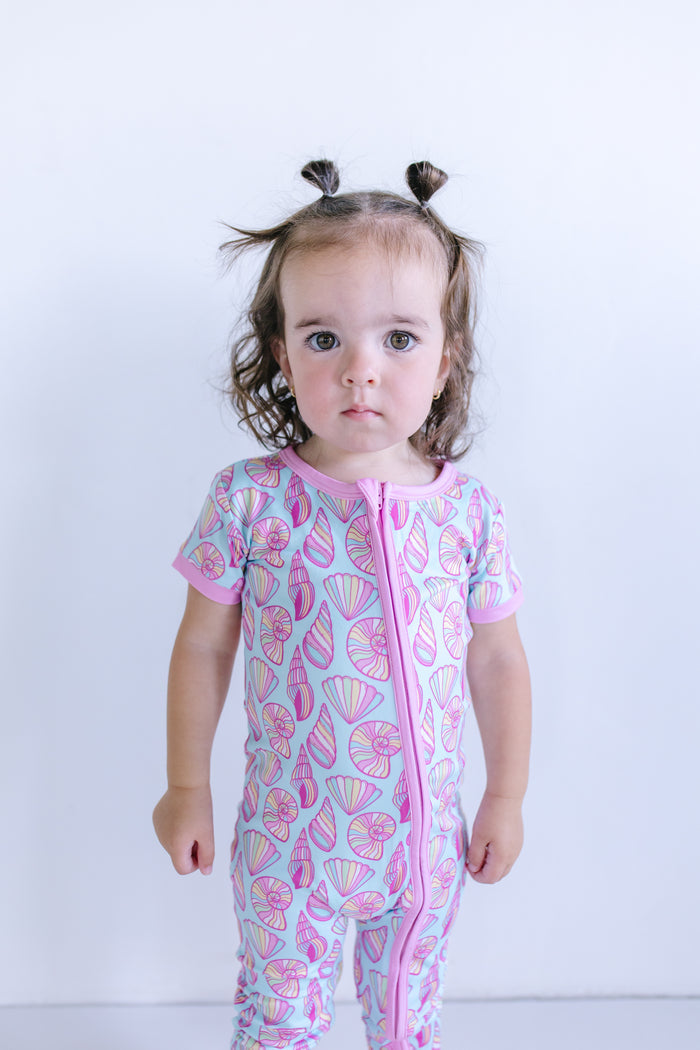 SEASHELLS | SHORT SLEEVE ZIPPER ONE PIECE