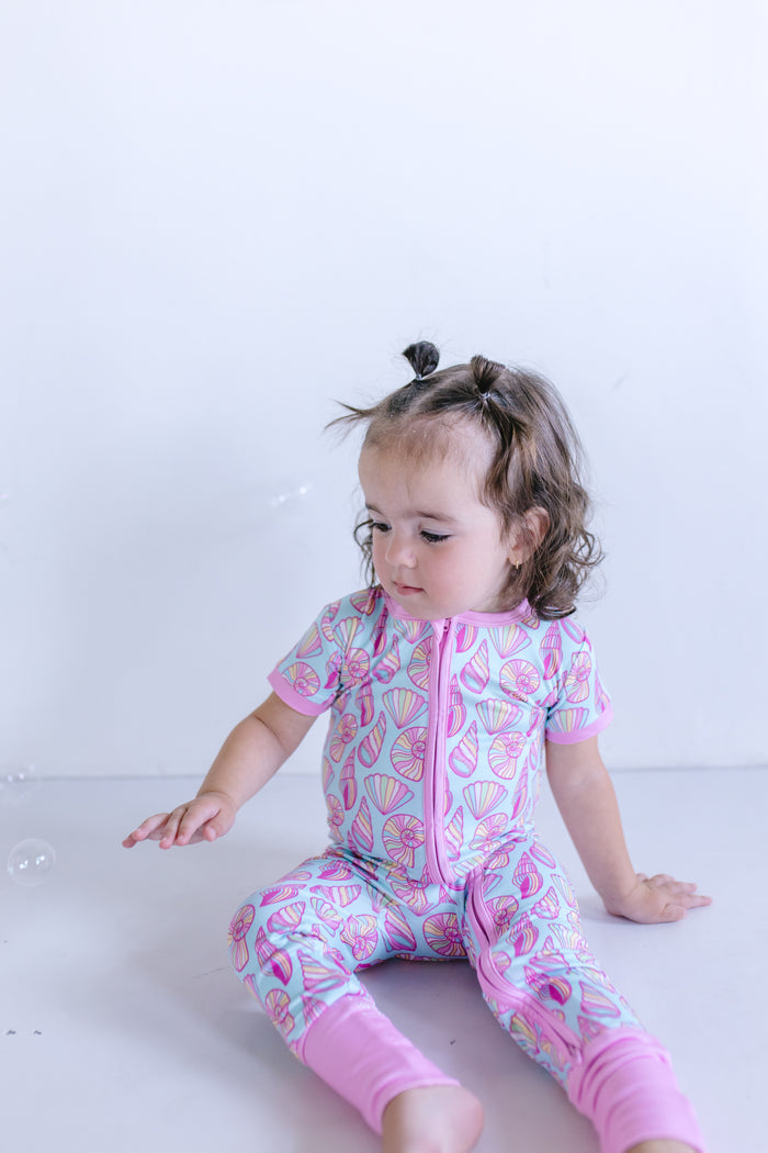 SEASHELLS | SHORT SLEEVE ZIPPER ONE PIECE
