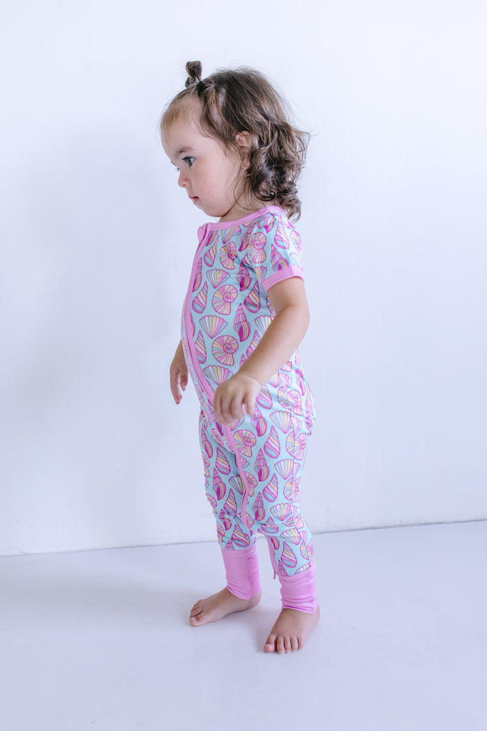 SEASHELLS | SHORT SLEEVE ZIPPER ONE PIECE