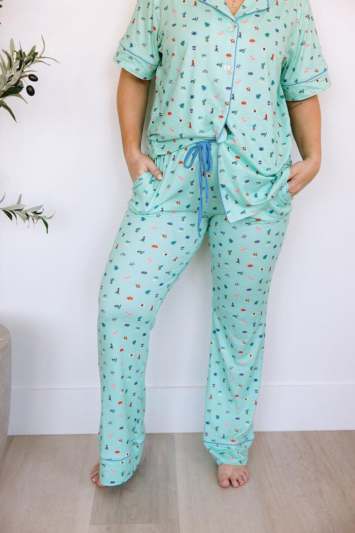 SEASHORE | NEW* WOMEN'S BUTTON UP SHORT SLEEVE SET