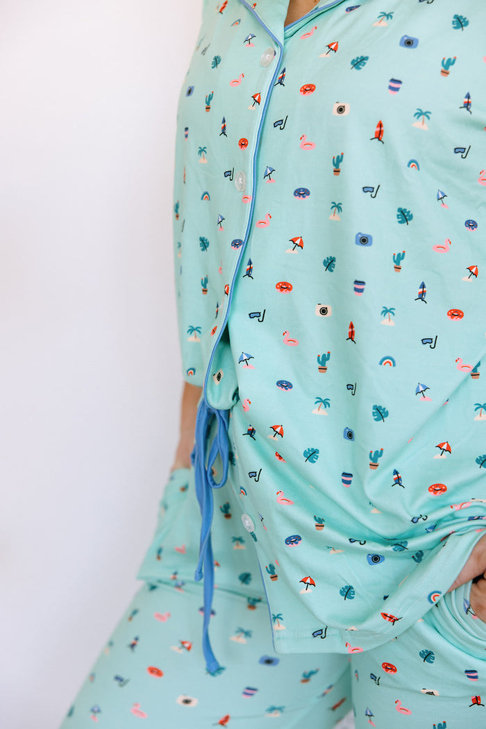 SEASHORE | NEW* WOMEN'S BUTTON UP SHORT SLEEVE SET