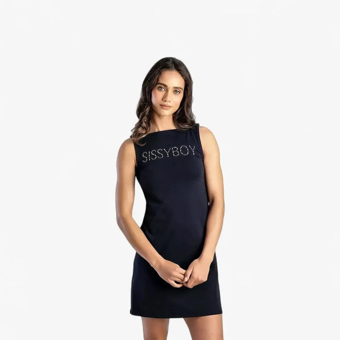 Sissy Boy Boat Neck Mini Dress Bling Logo Black | Sissy Boy