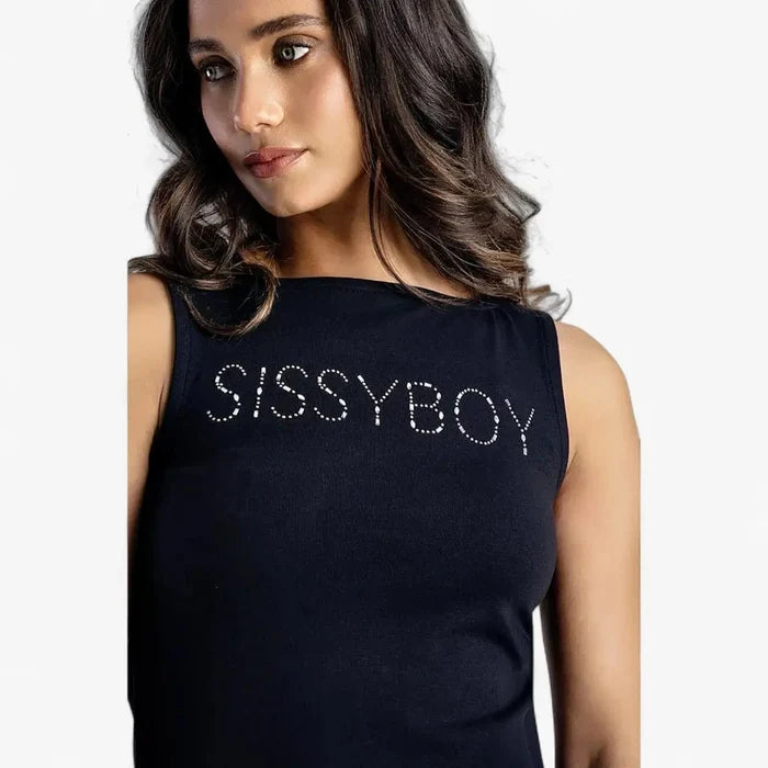 Sissy Boy Boat Neck Mini Dress Bling Logo Black | Sissy Boy