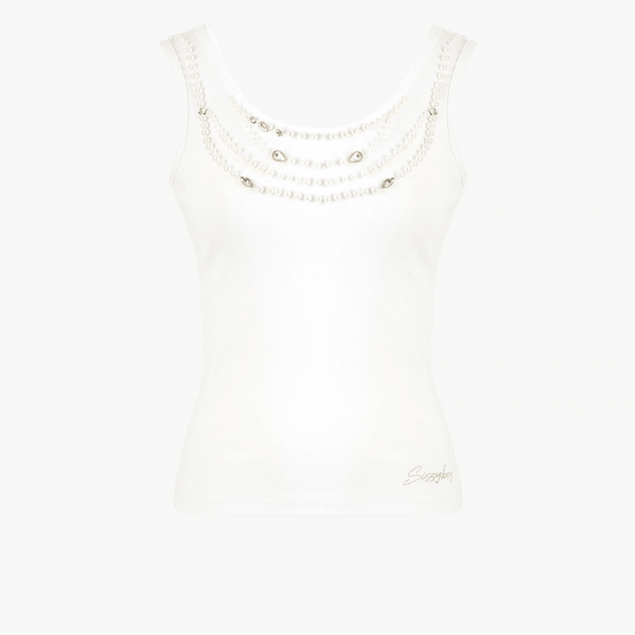 Sissy Boy Fashion Vest Neck Bling White | Sissy Boy