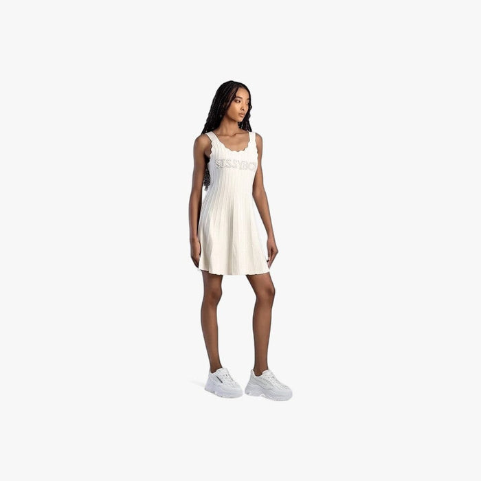 Sissy Boy Knitwear Mini Dress Flare Hem Scallop Edge Off White | Sissy Boy