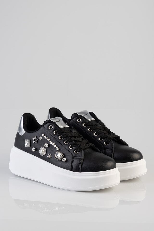 Sissy Boy Platform Sneaker Gem Detail Black | Sissy Boy