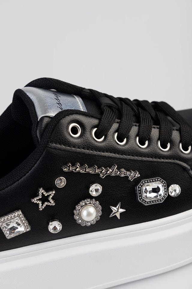 Sissy Boy Platform Sneaker Gem Detail Black | Sissy Boy