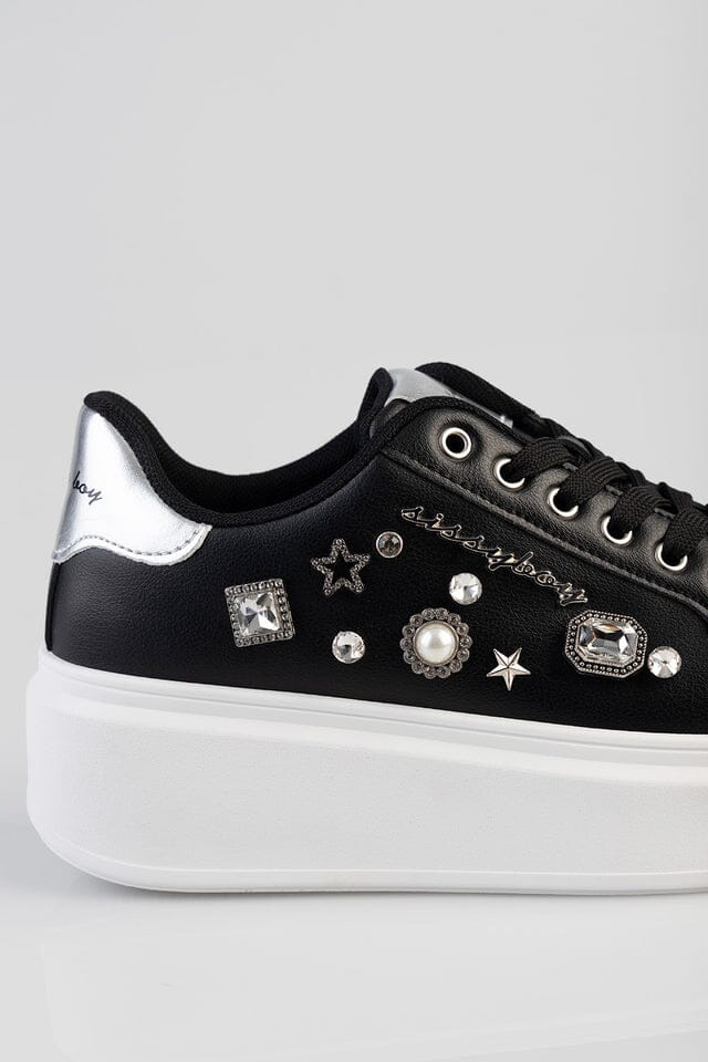Sissy Boy Platform Sneaker Gem Detail Black | Sissy Boy