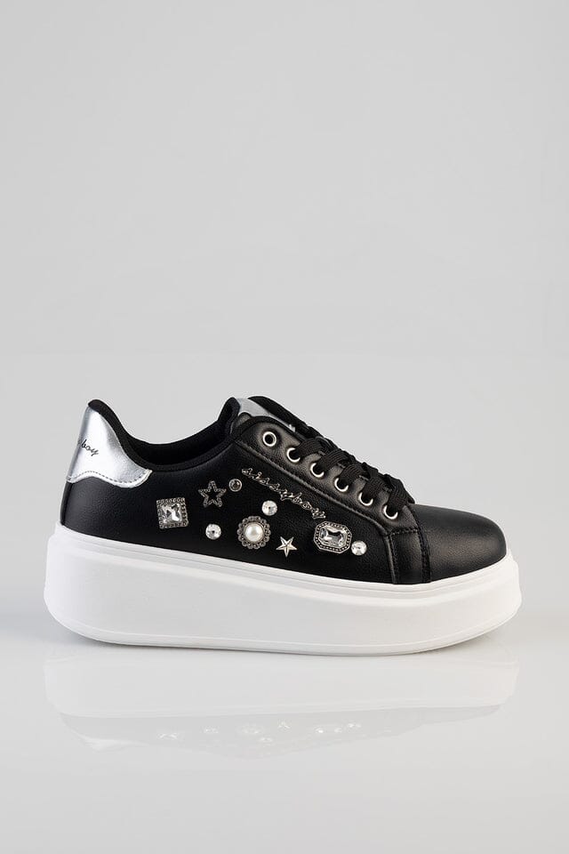 Sissy Boy Platform Sneaker Gem Detail Black | Sissy Boy