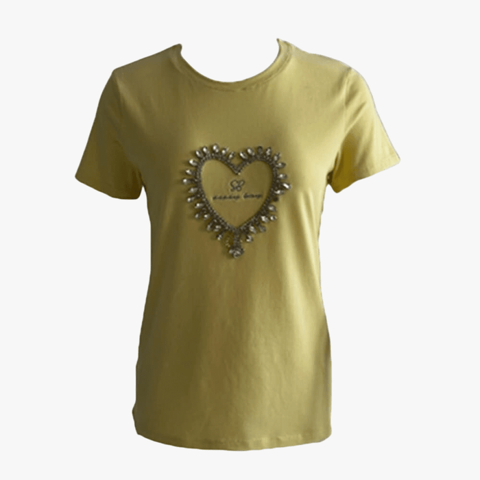 Sissy Boy Regular Tee Bling Heart Embroid Logo Pale Yellow | Sissy Boy