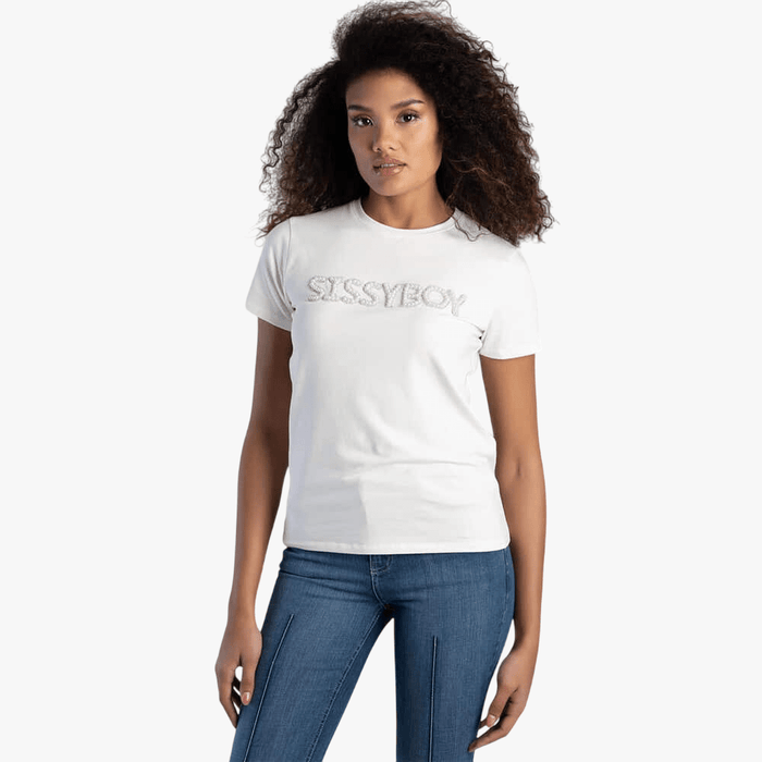 Sissy Boy Womens Pearl Abd Bling Top Off White | Sissy Boy