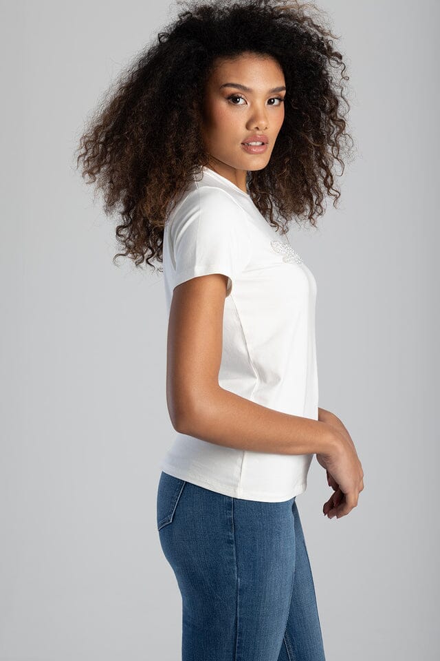Sissy Boy Womens Pearl Abd Bling Top Off White | Sissy Boy