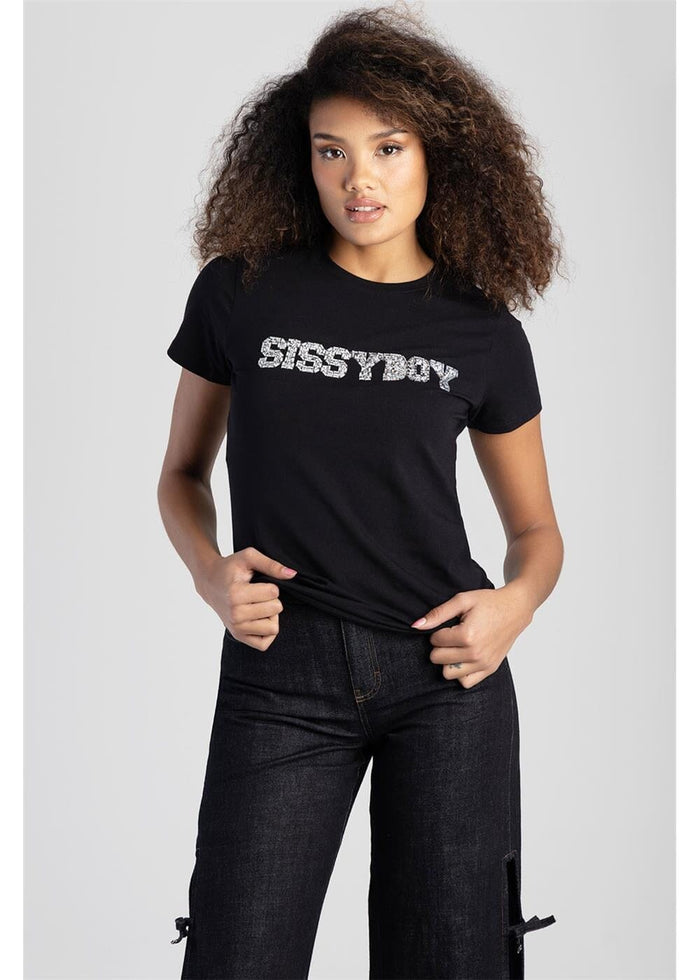 Sissy Boy Womens Regular Fit Top With Bling Short Sleeve Tee Bling | Sissy Boy