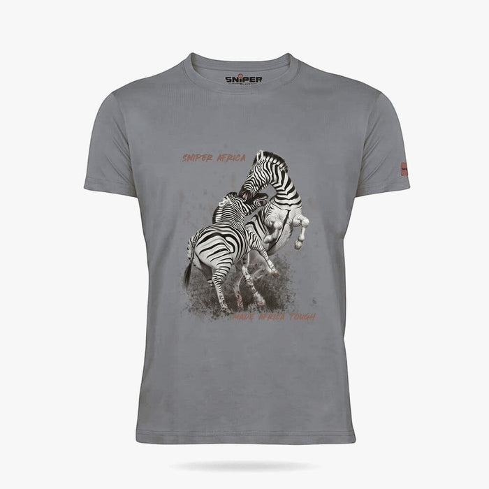 Sniper Mens Zebra Short Sleeve Tee Grey | Sniper