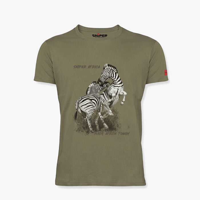 Sniper Mens Zebra Short Sleeve Tee Khaki | Sniper