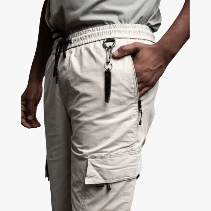 Soviet Mens Thunderbolt Elasticated Cargo Pants Stone | Soviet