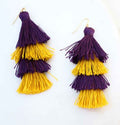 NolaCajun Spirit Tassel Earrings Purple Gold Louisiana Tiger Spirit Jewelry New Orleans