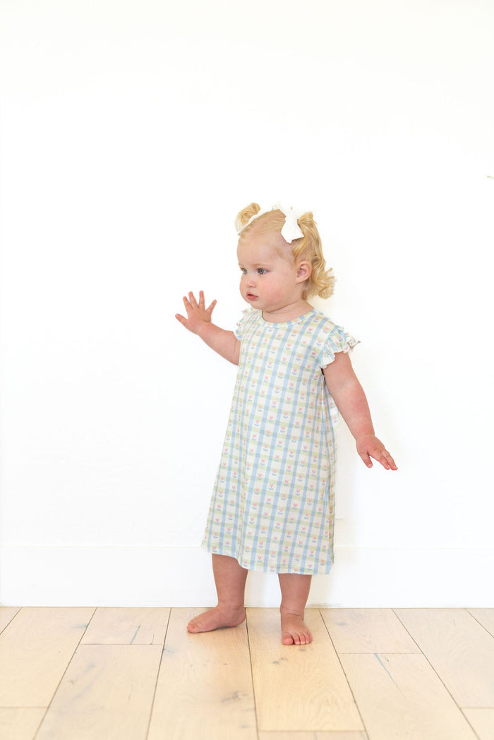 SPRING TULIPS | RUFFLE SLEEVE DRESS