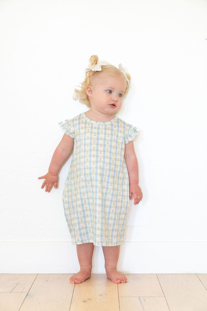 SPRING TULIPS | RUFFLE SLEEVE DRESS