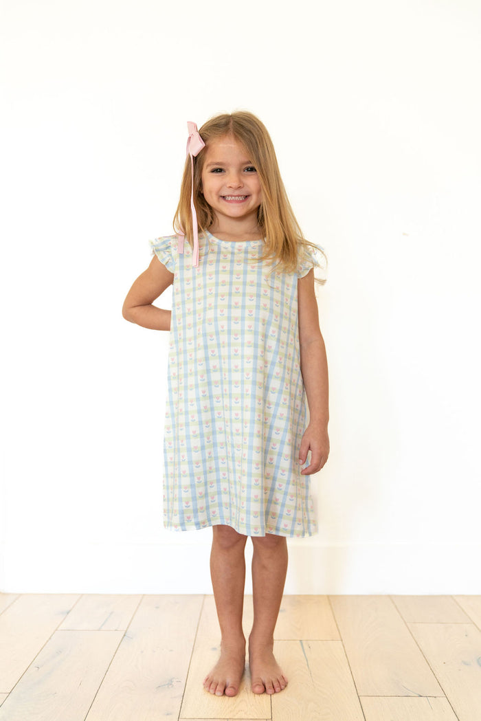 SPRING TULIPS | RUFFLE SLEEVE DRESS