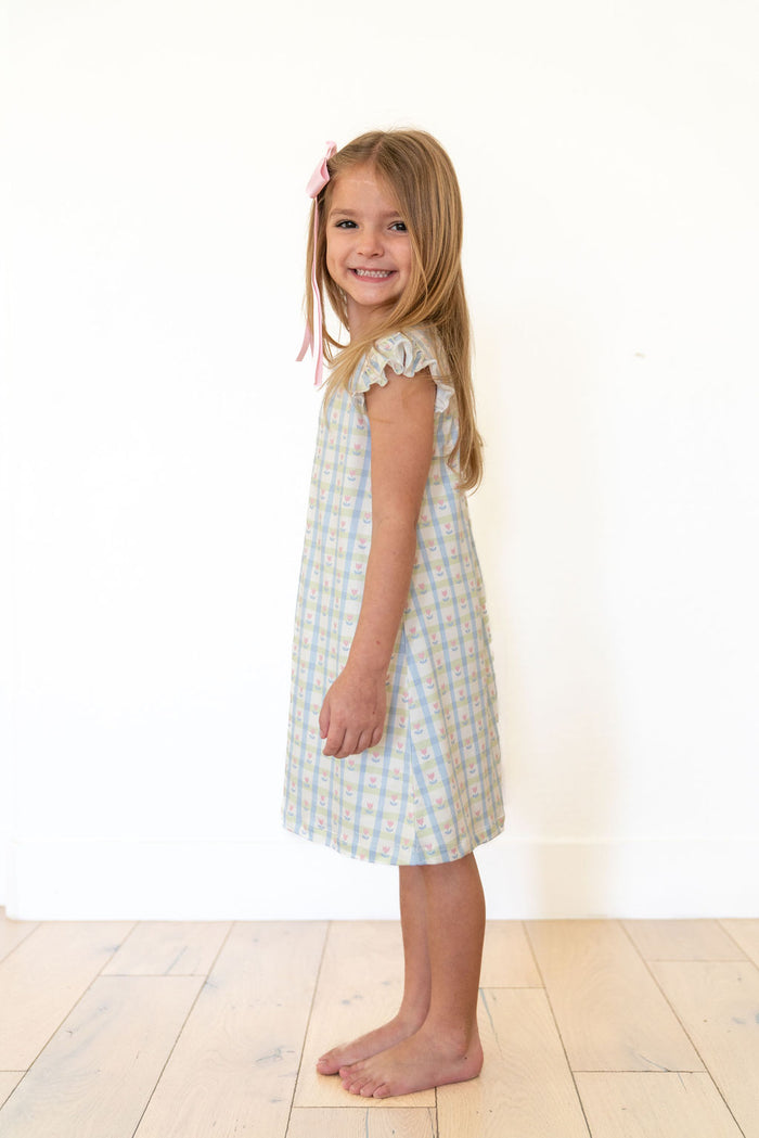 SPRING TULIPS | RUFFLE SLEEVE DRESS