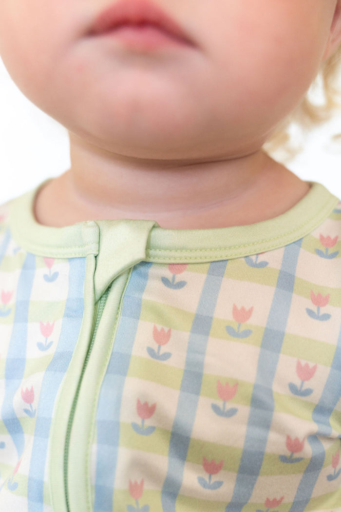SPRING TULIPS | SHORT SLEEVE ZIPPER ONE PIECE