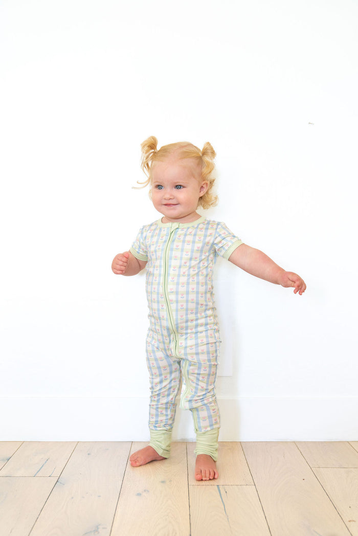 SPRING TULIPS | SHORT SLEEVE ZIPPER ONE PIECE