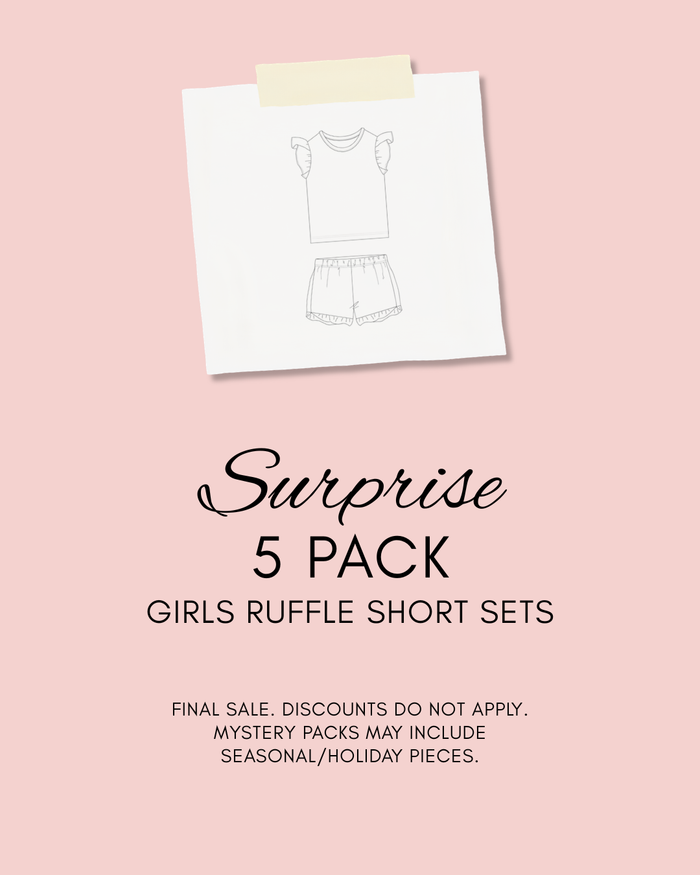 SURPRISE BUNDLE - GIRLS RUFFLE SHORT SET 5 PACK