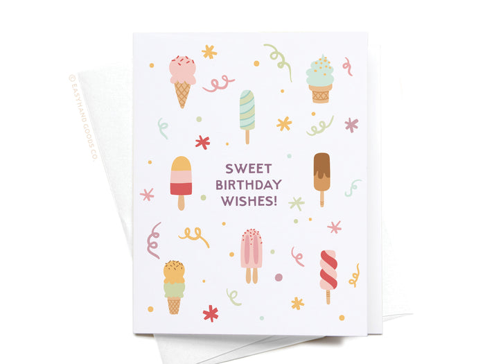 Sweet Birthday Wishes Ice Cream Greeting Card - Onderkast Studio