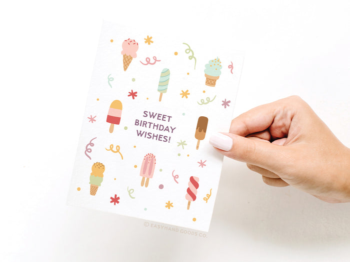 Sweet Birthday Wishes Ice Cream Greeting Card - Onderkast Studio