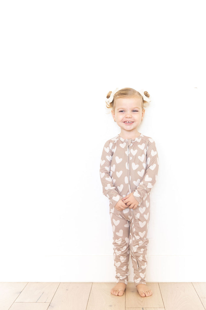 TAN HEARTS | ZIPPER ONE PIECE