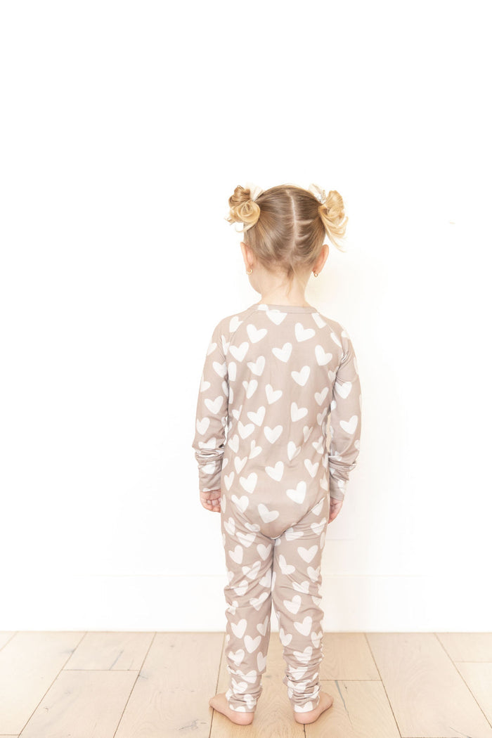 TAN HEARTS | ZIPPER ONE PIECE