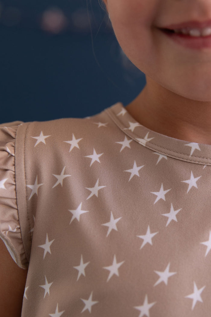 TAN STARS | RUFFLE SHORT SET